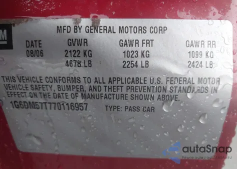 2007 Cadillac Cts Standard z USA, uszkodzony, nr VIN 1G6DM57T770116957